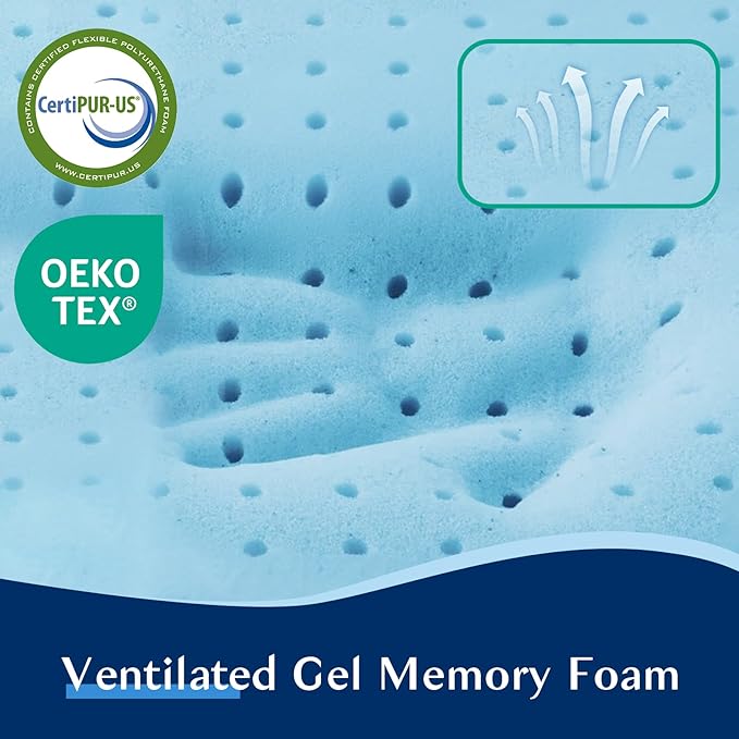 Flat Pillows for Sleeping Thin Memory Foam Pillows for Stomach and Back Sleepers, Cooling Gel Stomach Sleeping Pillow for Hot Sleepers, Low Memory Foam Pillow for Back Sleeper 2 Pack 2.25-Inches