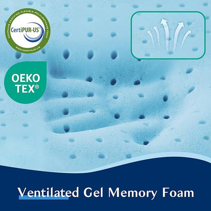 Flat Pillows for Sleeping Thin Memory Foam Pillows for Stomach and Back Sleepers, Cooling Gel Stomach Sleeping Pillow for Hot Sleepers, Low Memory Foam Pillow for Back Sleeper 2 Pack 2.25-Inches