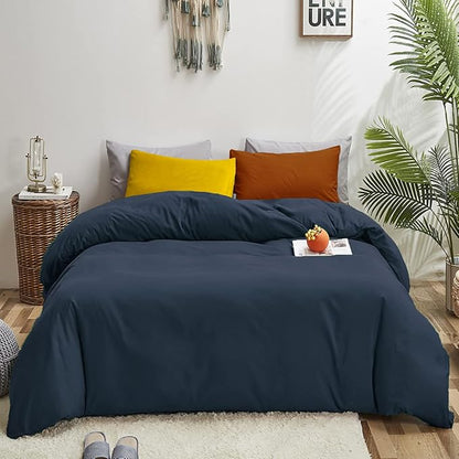 Luxlovery Navy Blue Comforter Set Full Dark Blue Bedding Comforter Set Full Solid Color Soft Breathable Blanket Quilts Cozy Comforter for Women Men Adults