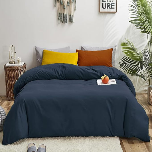 Luxlovery Navy Blue Comforter Set Full Dark Blue Bedding Comforter Set Full Solid Color Soft Breathable Blanket Quilts Cozy Comforter for Women Men Adults