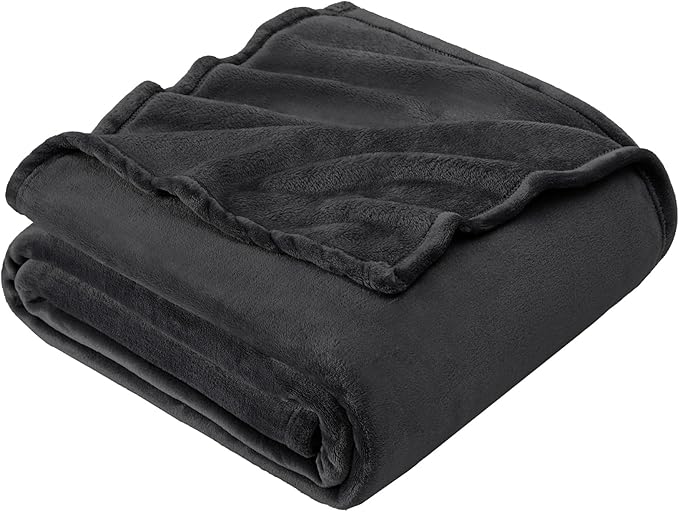 Hansleep Fleece Charcoal Throw XL Blanket, Super Soft Flannel Fuzzy, Plush Cozy Blanket for All Seasons, Charcoal, Throw XL 50x70 Inches