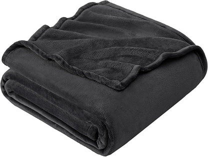 Hansleep Fleece King Size Blanket for Bed Charcoal, Super Soft Flannel Fuzzy King Size Plush Cozy Blanket for All Seasons, Charcoal, King 90x108 Inches
