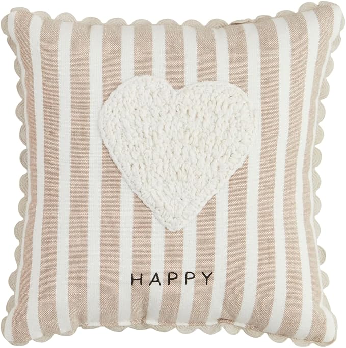 Mud Pie Heart Crochet Mini Pillow; 8" X 8"