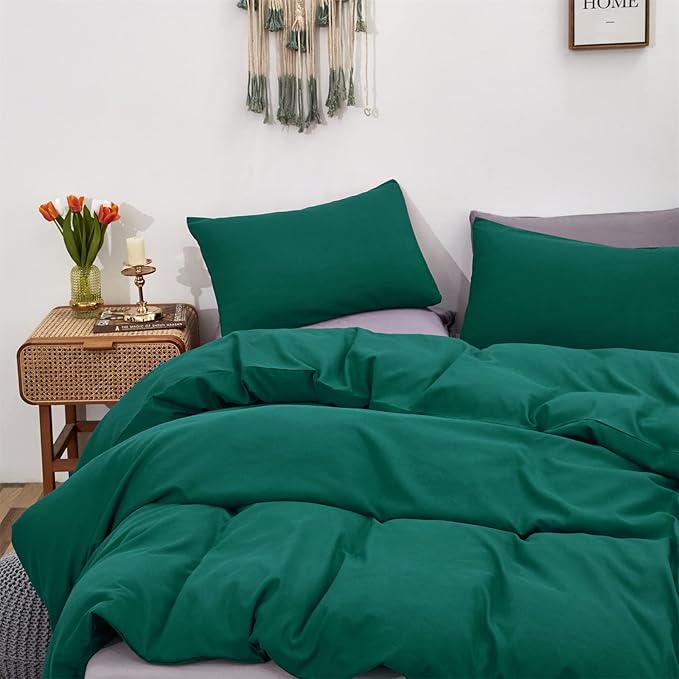 karever Emerald Green Comforter Set Cal King Dark Bedding Soft Lightweight Beddig Quilt Men Women Durable Blanket Solid Bed Set, King(104''* 96'')