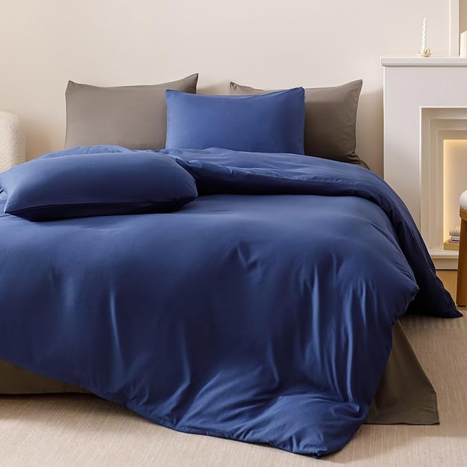Cottonight Royal Blue Comforter Sets Full Bright Blue Bedding Comforter Full Size Quilts Blanket Ultra Soft Breathabe Solid Bedding Set for Women Men Adults Teens