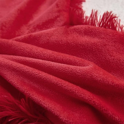 MOOWOO Red Heart Faux Fur Throw Pillow with Pillow Cover and Insert,Sherpa Plush Fluffy, Solid Color,Christmas Decorations,Valentines Day Decor, Heart Shape Gift for Girls,Love Pillow
