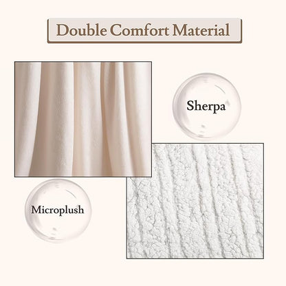 Electric Heated Blanket 50"x60" Throw Size Flannel & Sherpa - 4 Heat Settings & 3H Auto Shut Off, Fast Heating, Machine Washable for Bed, Couch, Office - White