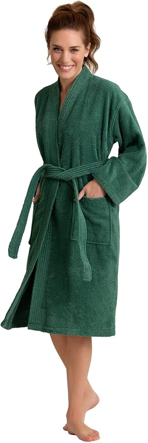 Soft Touch Linen Women's Robe Terry Cotton Cloth- Kimono Style- Thick, Breathable & Comfortable- Lightweight & Absorbent
