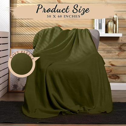Kinlop Fleece Blanket Bulk 60 x 50 Inch Soft Lightweight Fleece Cozy Blanket Warm Throw Plush Pet Throw for Bed Couch Sofa Home Office Wedding Gifts Travel Camping(Army Green)