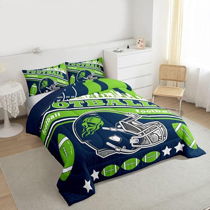 Feelyou Football Bedding Set Boys Girls Full Size Rugby Sports Comforter Set Sports Themed Women Men Football City Duvet Quilt Bedroom Decor