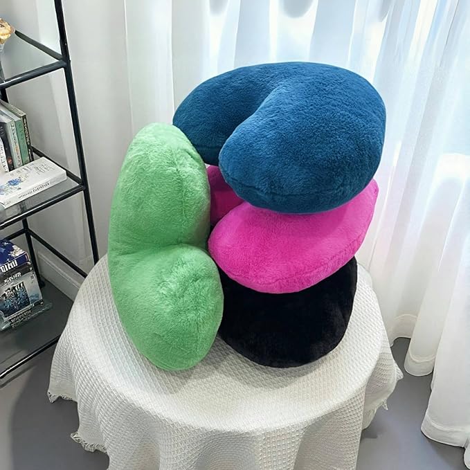 2 Pcs Black Heart Pillow Decorative Throw Pillows 16-inch Cute Soft Fluffy Heart Shaped Pillows for Bed Couch Sofa Bedroom Living Room Decor Aesthetic (Black, 16"x13.78")