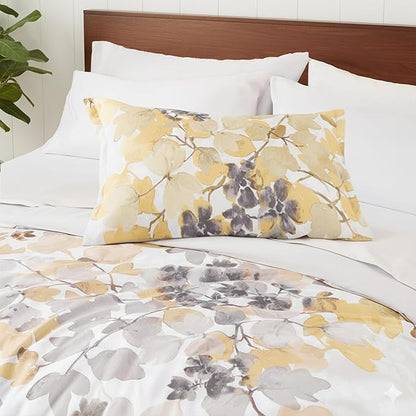 Twin XL Comforter Set Yellow Bed Set, 6 Pieces Cute Floral Bedding Set Ultra Soft Botanical Flowers Comforter, Sheets, Pillowcases & Sham