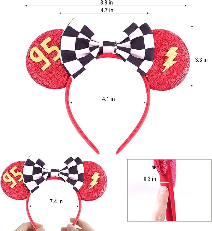 Cars Mouse Ear Headbands,Sparkle Mouse Ears Headband for Women Girls Cartoon Costume Cosplay Decoration (95)