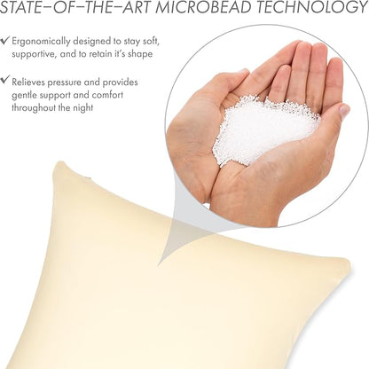 PILLOWY 24x24 Throw Pillowcase (Cover Only) -85/15 Nylon, Spandex -Luxurious, Silky, Stretchy & Soft - 1Pcs Solid Color -A Perfect Choice for Couch Chairs Sofa Bed Adult/Kids Bedroom, Off White-Creme