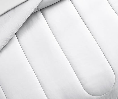 Maple&Stone Full Size Comforter Set 7 Pieces Bed in a Bag - Down Alternative Bed Set with Sheets, Pillowcases & Shams, Soft Reversible Duvet Insert,White