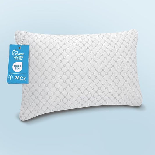 Shredded Memory Foam Pillow, King Size Cooling Adjustable Firm Bed Pillow for Sleeping, Washable Removable Cover, Ideal for Side, Back & Stomach Sleepers
