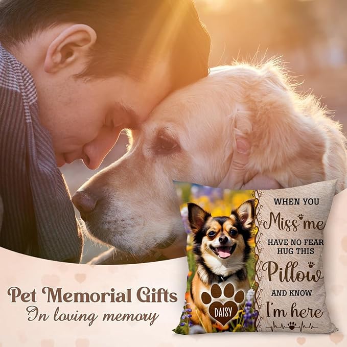 Custom Pet Memorial Throw Pillow (Insert Included), Photo Pillow, Dog Memorial Gifts For Loss Of Dog, Pet Loss Gifts Sympathy Gifts For Pet, Pillow Pet Dog, Pet Memorial Pillow Cover, Square Pillows