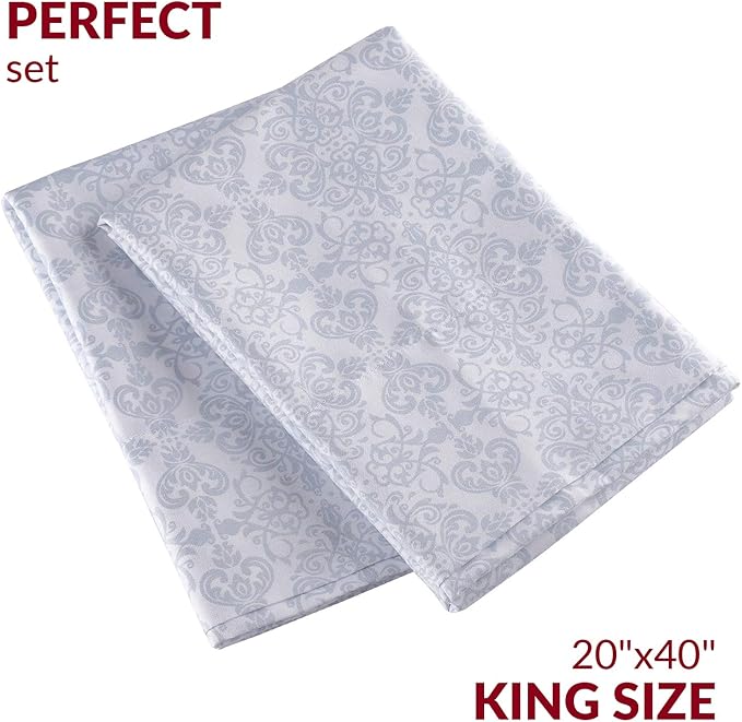 Mellanni Pillow Cases - Luxury, Extra Soft, Cooling Pillow Covers - 2 PC Iconic Collection Pillowcases - Envelope Closure (King 20" x 40", Laced Sky Blue)