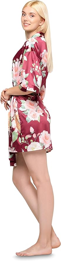 Turquaz Women's Bride Bridesmaids Silky Robe Satin Kimono Robes for Women Lingerie