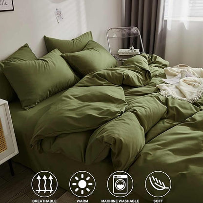 Nanko Twin XL Size Comforter Set Dark Green, Olive Green Soft All Season Down Alternative Quilted Duvet Insert, Microfiber Filling, Luxury Quality Bed Bedding Sets in a Bag, 2PCs 68x90 Hunter Green