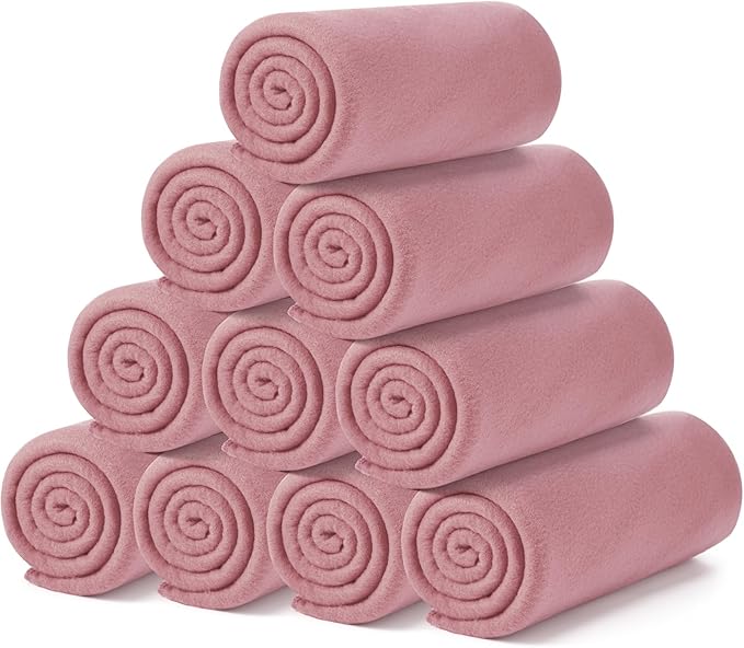 Buryeah 10 Pcs Fleece Blanket Bulk Soft Warm Blankets Cozy Fleece Lightweight Throw Blankets Plush Pet Throw Blanket for Home Bed Sofa Office Wedding Gifts Travel(50" X 60",Lavender Purple)