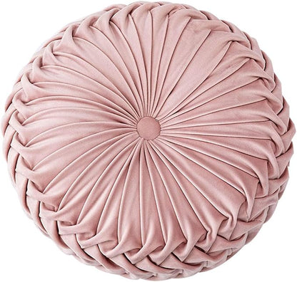 HLOVME Throw Pillow for Couch Decorative 3D Pumpkin Round Velvet Cushion for Sofa Bed Chair Floor 15"X15", Pink