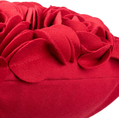 JWH Valentine's Day Throw Pillow Covers Decorative Flower Accent Pillow Cases Heart Shaped Cushion for Couch Living Room Bed Chair 14 x 16 Inches Red