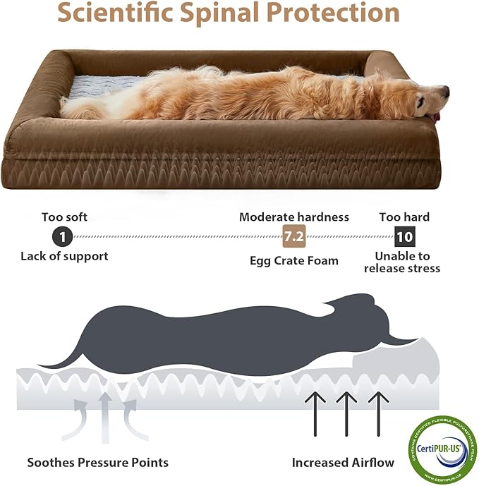 WNPETHOME XXL Extra Large Dog Bed, Washable Dog Couch with Removable Waterproof Cover, Orthopedic Large Pet Sofa Bed with Bolster Sides for Sleeping
