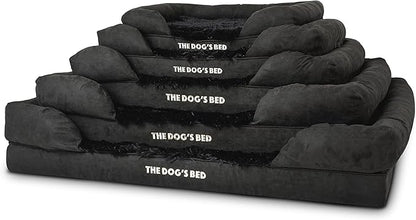 The Dog’s Bed Orthopedic Memory Foam Dog Bed with Bolsters, Fur Fabric, Black Fur, M