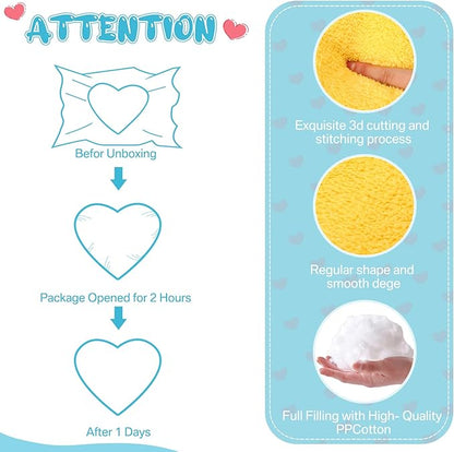 Unittype Heart Shaped Pillow Plush Cute Fluffy Cushion Heart Throw Pillow Decorative Back Cushions Women Gifts for Living Dining Room Bed Sofa, 15.75 Inch(Rose Red, Blue, Yellow)