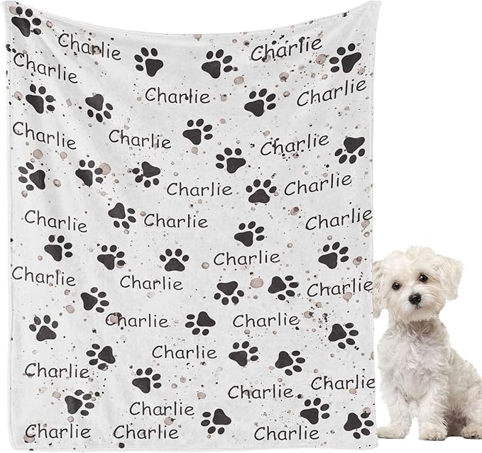 Personalized Dog Blanket, Customized Pet Blankets with Name Picture, Throw Blanket for Small Medium Large Dog Puppy Cat