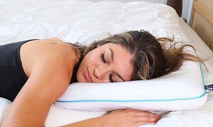 Bluewave Bedding Hyper Slim Max Cool CarbonBlue Gel Memory Foam Pillow for Stomach and Back Sleepers - Thin, Flat Design with Advanced Cooling (2.25-Inch Height, Standard Size)