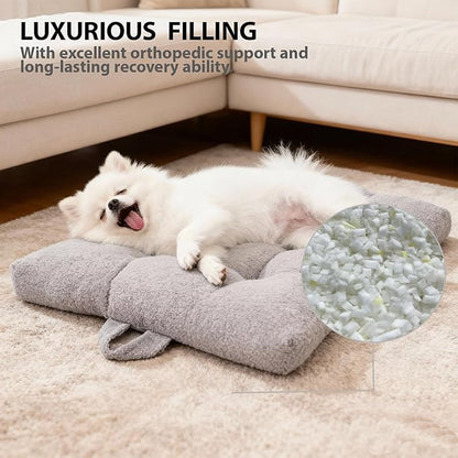 Washable Dog Couch Bed, Pet Sofa with Removable Cushion & Non-Slip Bottom, Orthopedic Plush Furniture for Medium/Large Dogs,Cat & Dog Loveseat.(Light Grey)