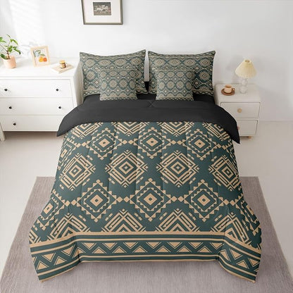 Erosebridal Rustic Western Full Comforter Set with Sheets 7 Piece Vintage Southwestern Bed in A Bag Farmhouse Aztec Nordic Style Bedding Sets for Women Adults Boho Geometric Diamond Bed Set