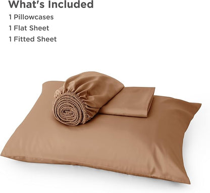Bedsure Cooling Sheets Twin XL, Rayon Derived from Bamboo, Breathable & Soft Twin XL Sheet Sets, Deep Pocket Up to 16 Inches, Hotel Luxury Silky Dorm Bedding for Hot Sleepers, Khaki
