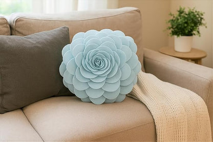 Fennco Styles Eva's Flower Garden Decorative Filled Throw Pillow 13" Round - Aqua Floral Accent Pillow for Home, Couch, Bed, Living Room, Holiday and Office Décor