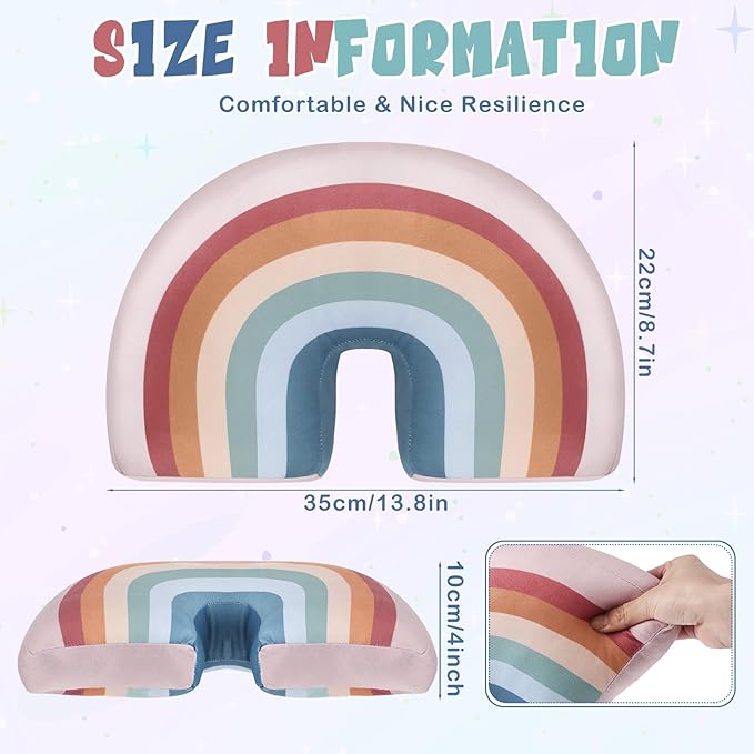 Chunful Rainbow Pillow for Girls Kids 13.8 x 8.7 x 4 Inch Plush Cute Rainbow Throw Pillow Arch Shaped Cushion Stuffed Decoration for Bed Chair Room Home Decor Easter Day(Pastel,2 Pcs)