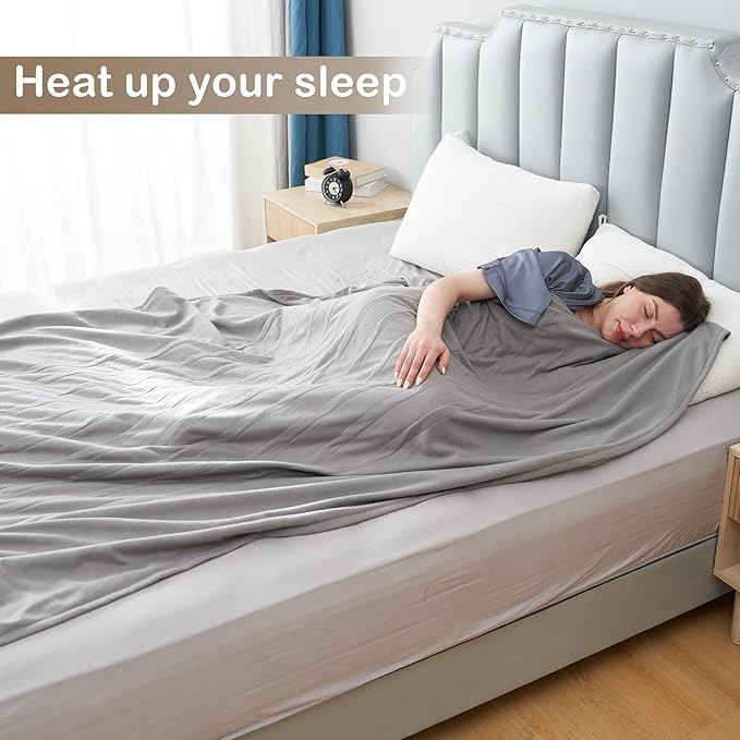 Electric Heated Blanket Full Size 72"x84",Fast Heating Throw, Soft Fleece for Bed & Sofa, 10 Hours Auto Off & 4 Heating Levels, Machine Washable, Gifts for Grandma & Family-Light Gray