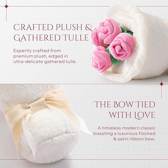 Phantoscope Valentine Pillows, Handcrafted Plush Rose Bouquet Shaped Pillow Valentines Day Decorations Throw Pillow for Home Living Room Sofa Couch, Off White, 10.5 X 10 Inches