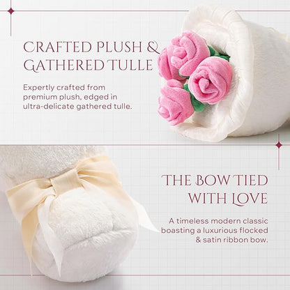 Phantoscope Valentine Pillows, Handcrafted Plush Rose Bouquet Shaped Pillow Valentines Day Decorations Throw Pillow for Home Living Room Sofa Couch, Off White, 10.5 X 10 Inches