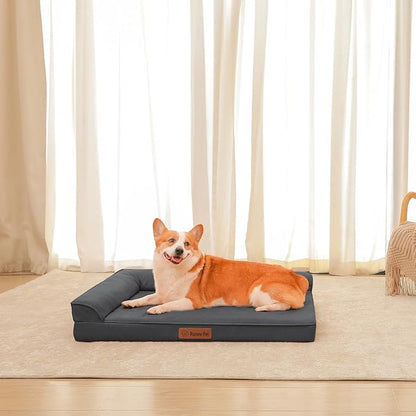 Orthopedic Dog Bed for Large Dogs, 36"x27"x6" Memory Foam Pet Bed with Washable Microsuede Cover, TPU Waterproof Liner & Nonskid Bottom, for Indoor, Outdoor, Crate ＆ Car Use, Dark Grey