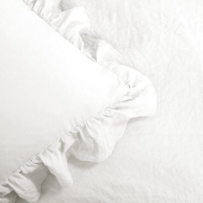Lush Decor Reyna Ruffle Comforter Set - 3 Piece King Size Ruffle Comforter Set - Elegance for Bedroom - King, Pure White