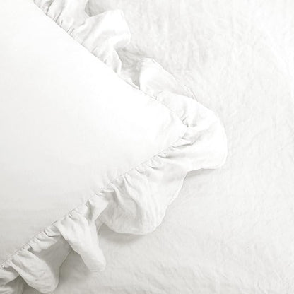 Lush Decor Reyna Ruffle Comforter Set - 3 Piece King Size Ruffle Comforter Set - Elegance for Bedroom - King, Pure White