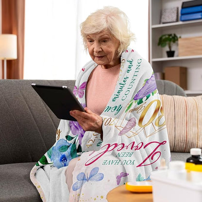 ZWERIVP 80th Birthday Gifts for Women, Best Present for 80 Year Old Woman Birthday, 1946 Present for Women Mom, Happy 80yr Bday Gifts Ideas, 80th Woman Bday Decorations Throw Blanket 50"X60"