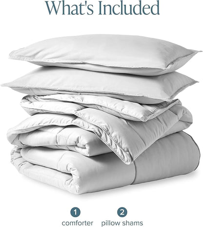 Bare Home Comforter Set - Queen Size - Ultra-Soft - Goose Down Alternative - Premium 1800 Series - All Season Warmth (Queen, Cloud Grey)
