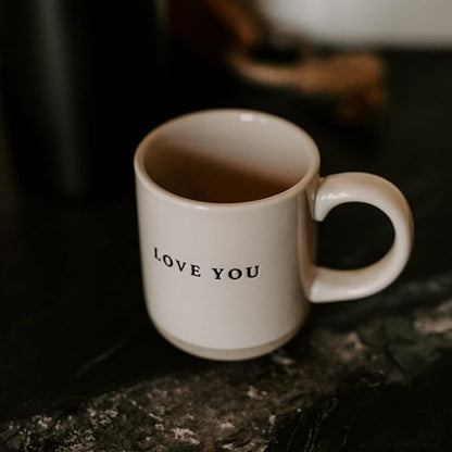 Sweet Water Decor Love You Stoneware Coffee Mugs - 14Oz Coffee Mugs for Hot & Cold Drinks - Cute Mugs Dishwasher & Microwave Safe - Valentines Gift Espresso Mugs - Ideal for Coffee & Tea Lovers