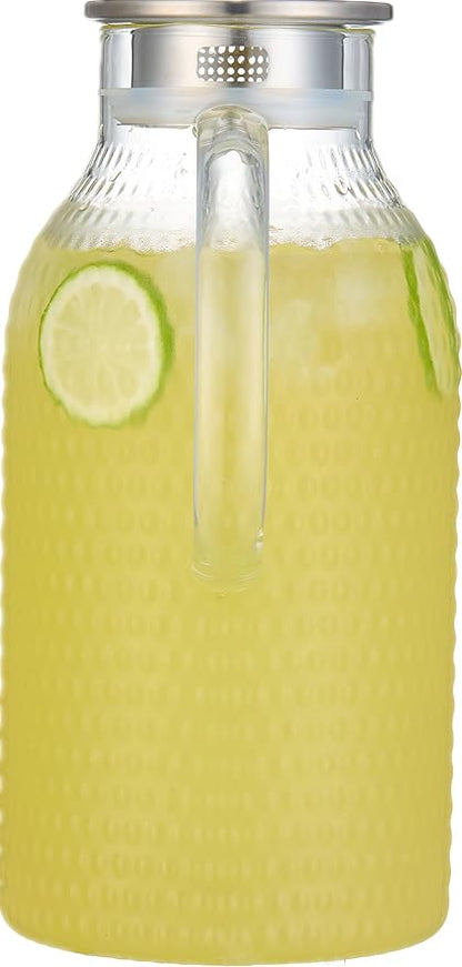 Karafu 3 Liter/100 Oz Glass Pitcher with Lid, Easy Clean Heat Resistance Borosilicate Glass Jug for Hot/Cold Water, Milk, Ice Tea and Juice Beverage