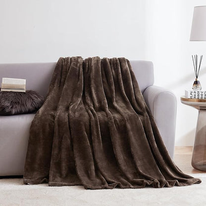 Hansleep Fleece Brown Throw Blanket, Super Soft Blanket Flannel Fuzzy Plush Cozy Blanket for All Seasons, Brown, Throw 50x60 Inches
