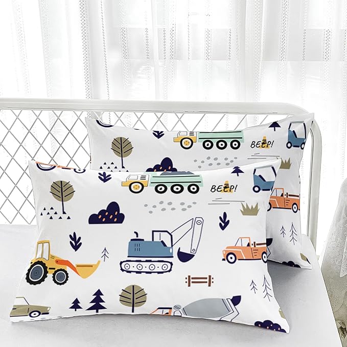 Cartoon Car Comforter Sets Twin Size，Bedding Sets for Kids,Construction Excavator Comforter Sets All Season 1 Comforter and 2 Pillowcases