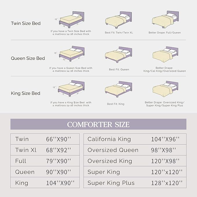 Andency Beige Comforter Set Oversized Queen(98x98Inch), 3 Pieces Comforter for Girls Kids, Soft Microfiber Pinch Pleat Comforter Set, All Season Lightweight Bedding Set